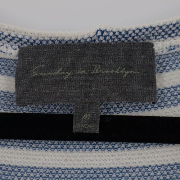 Sunday In Brooklyn Stripe Tee Womens M Blue White Fishermancore Nautical Coastal - Picture 3 of 14